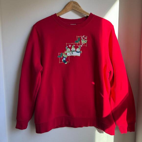 Holiday Editions Snowman Trio Christmas Sweatshirt Red XL - Picture 1 of 6